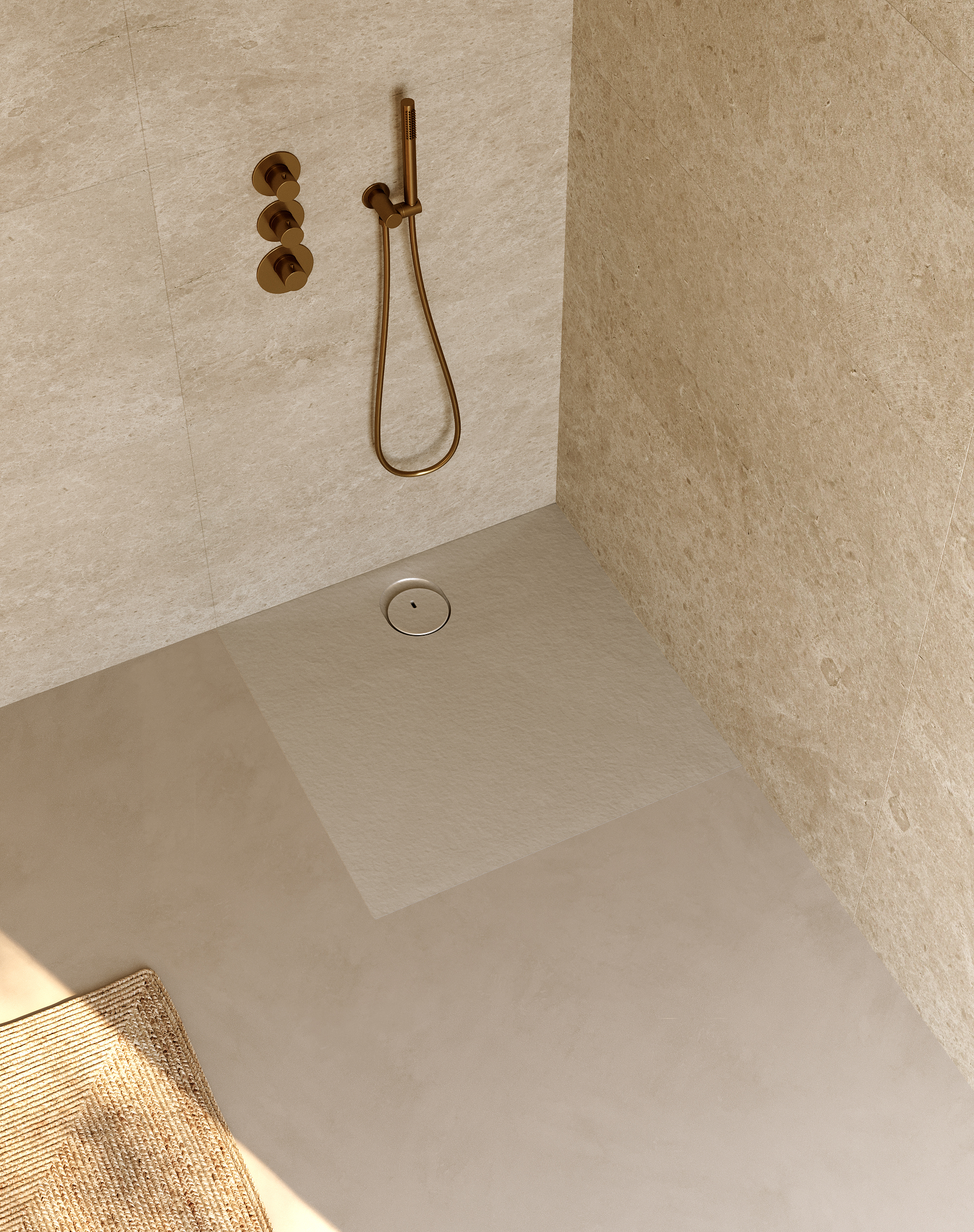 Detail sprchové vaničky Nuvia u země